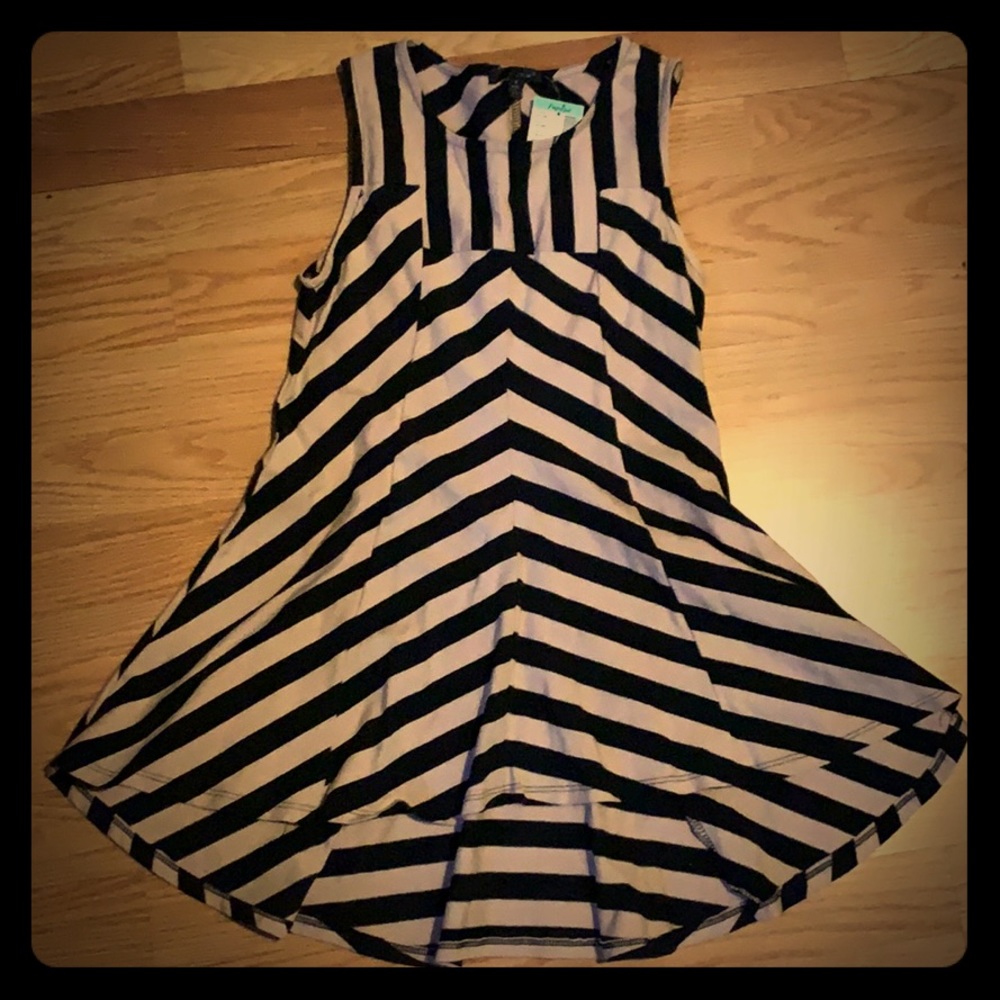 Soft striped flared long tank top